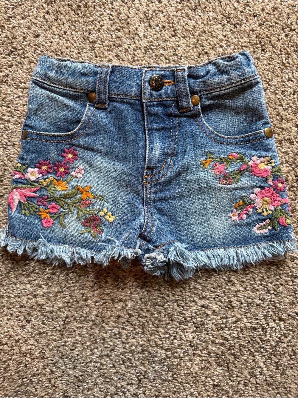 Mimi & Maggie | Light Blue Denim Shorts with Floral Embroidery